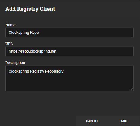Add Registry Client