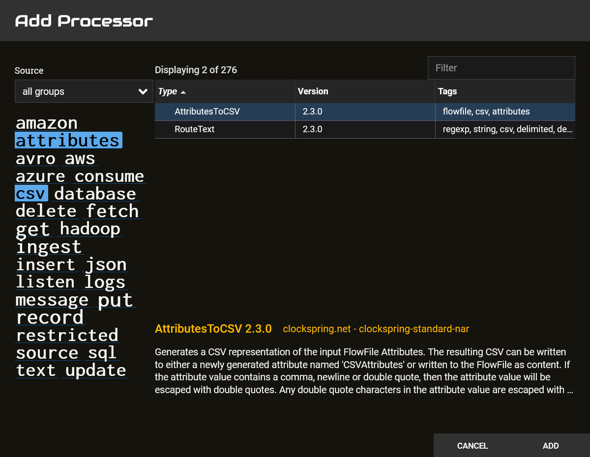 Add Processor with Tag Cloud