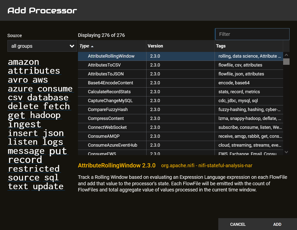 Add Processor Dialog