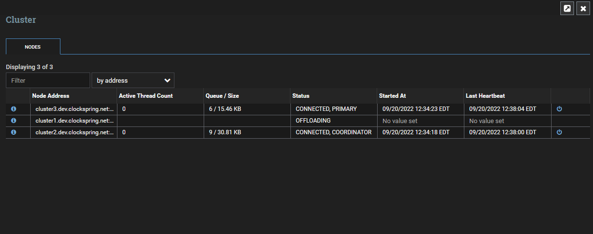 Offloading Node in Cluster Management UI