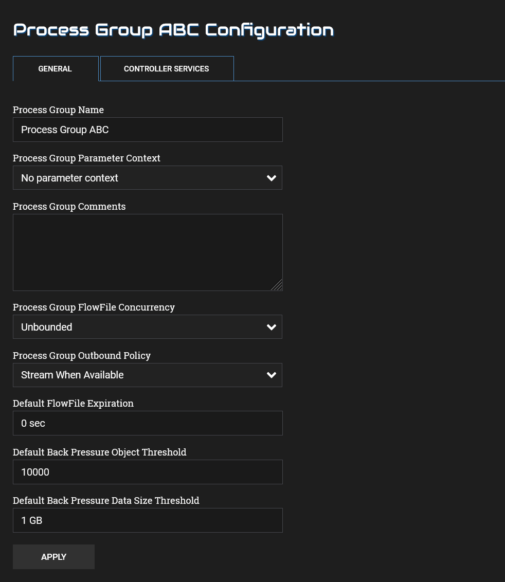 Configure Process Group