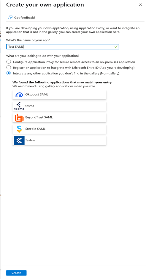 Create Enterprise Application