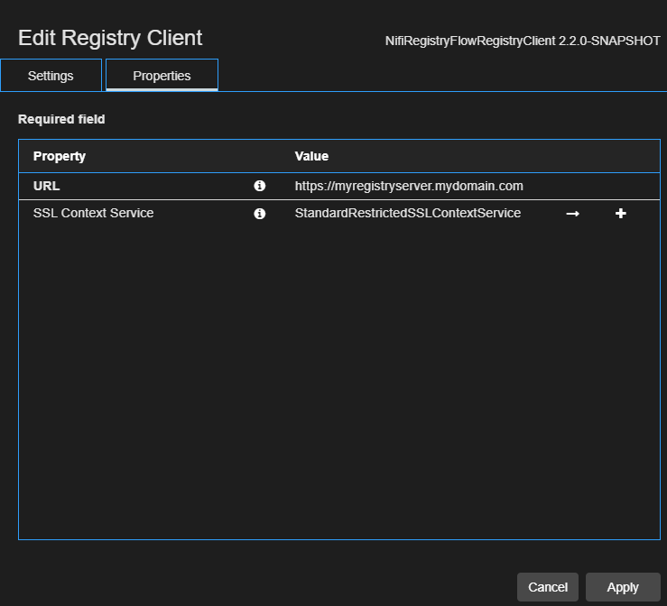 Configure Registry Client Properties