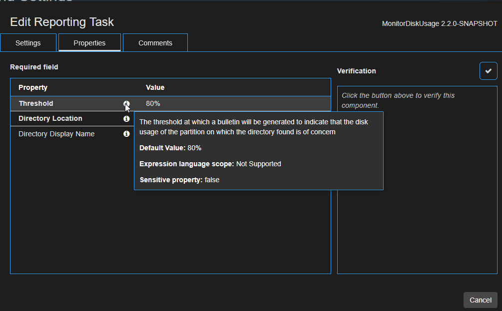 Configure Reporting Task Properties