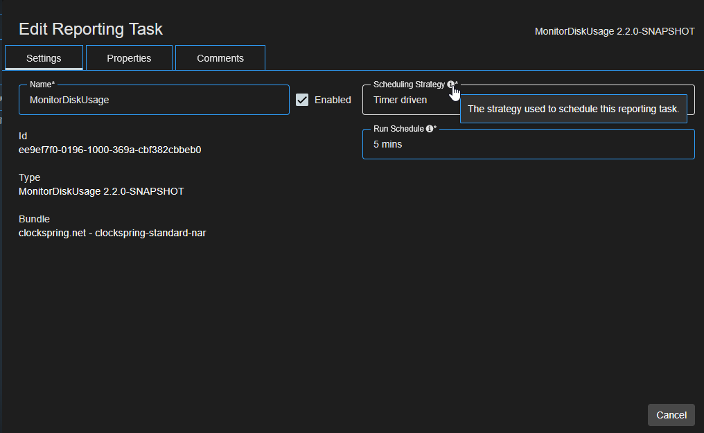 Configure Reporting Task Settings