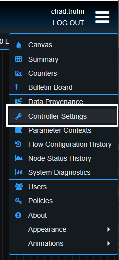 Global Menu - Controller Settings