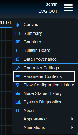 Global Menu - Parameter Contexts