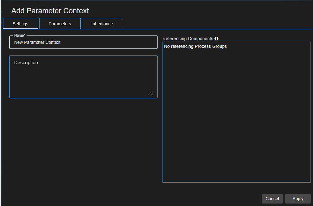 Parameter Contexts - Settings
