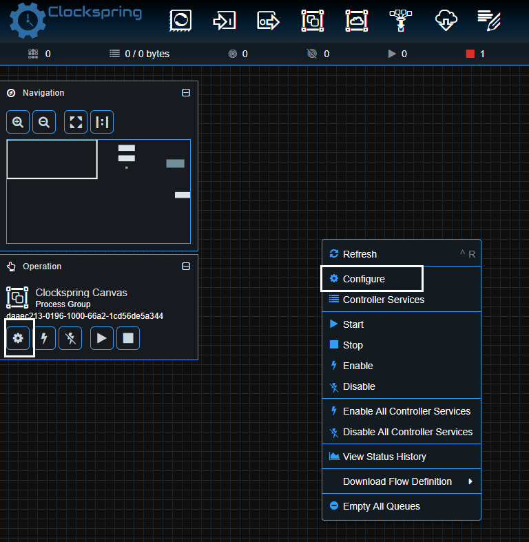 Configure Process Group Parameter Context