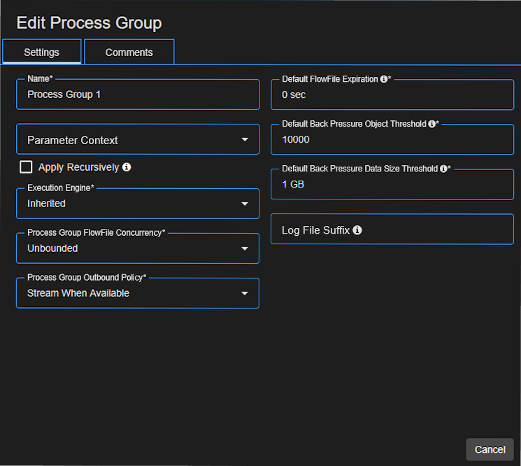 Configure Process Group