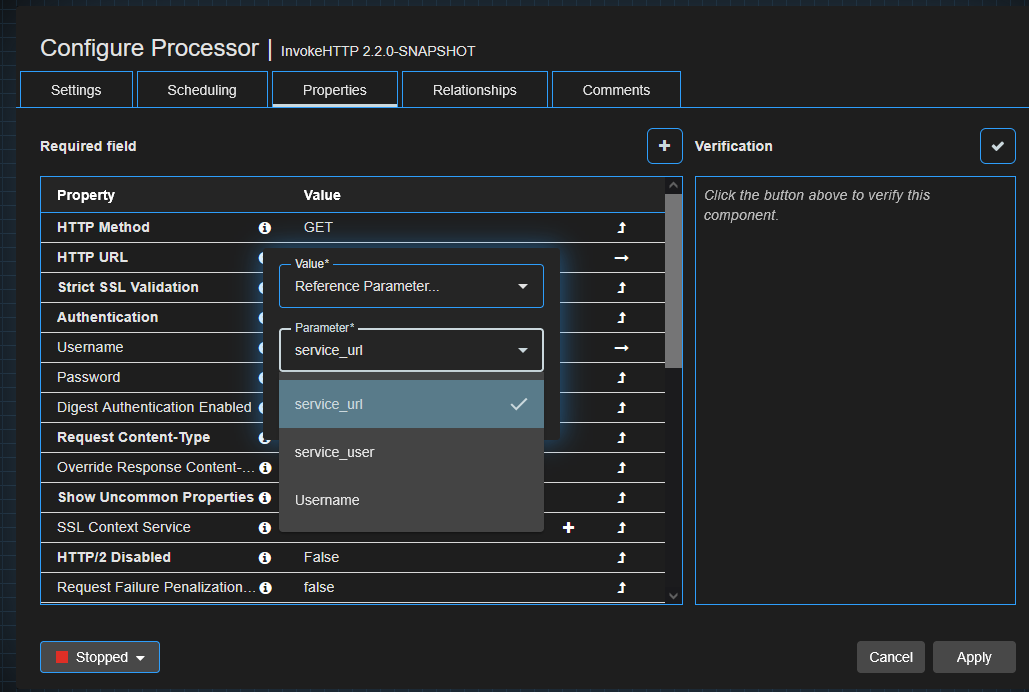 Reference Parameter Available Parameters