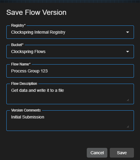 Save Flow Version Dialog