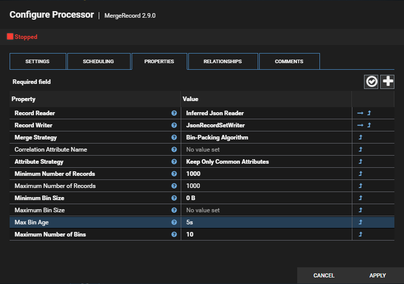 Merge Record Configuration